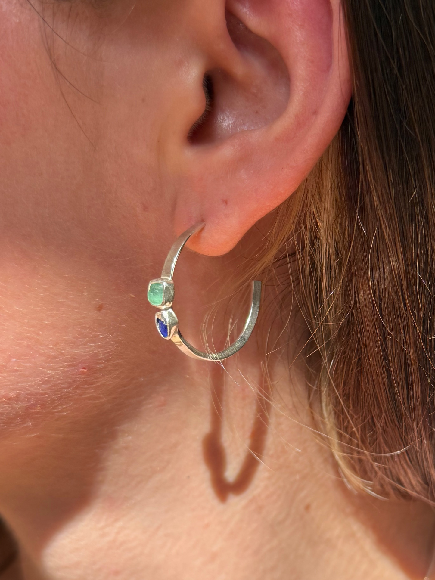 dual toned seaglass hoops no.2
