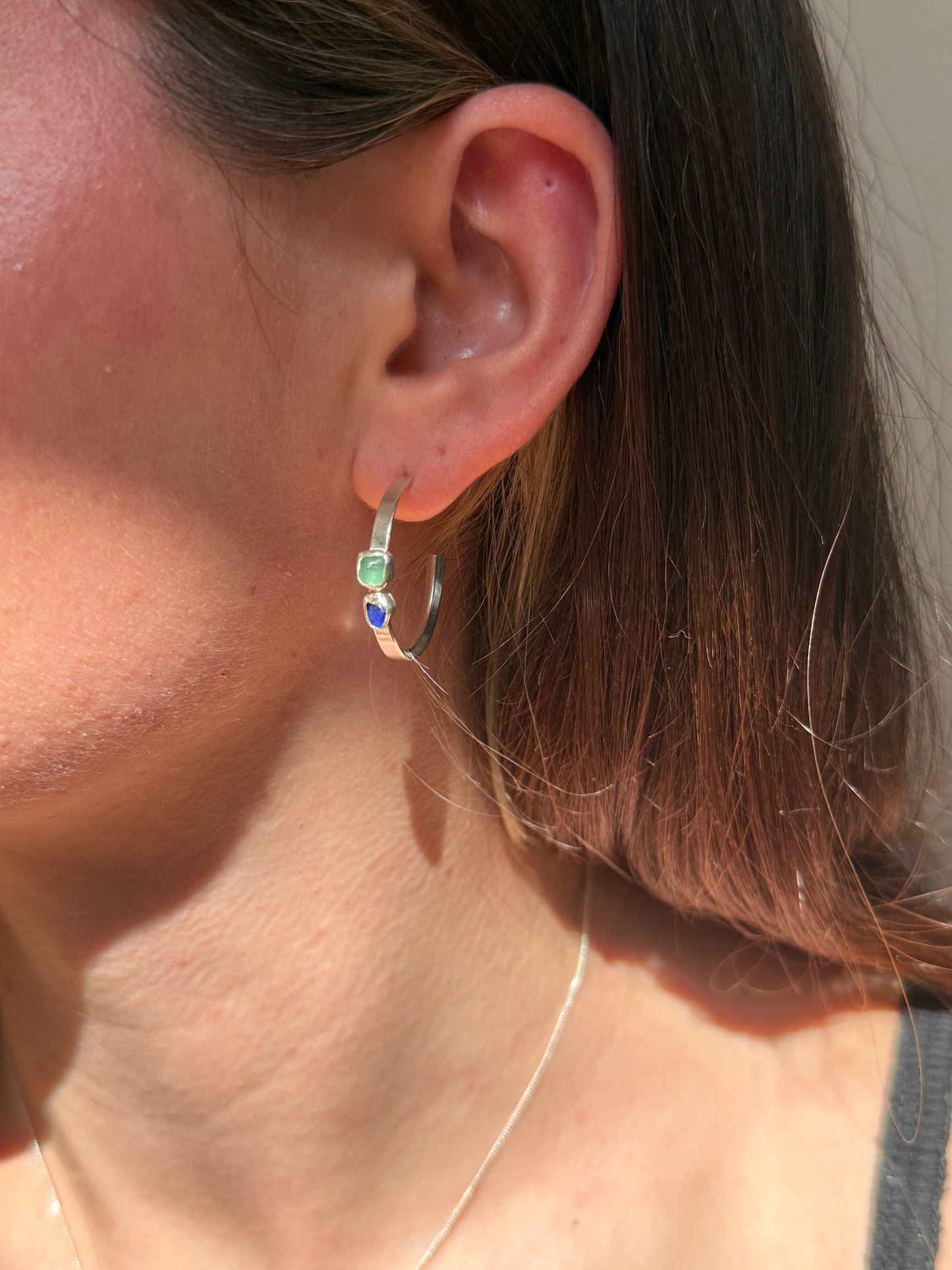 dual toned seaglass hoops no.2