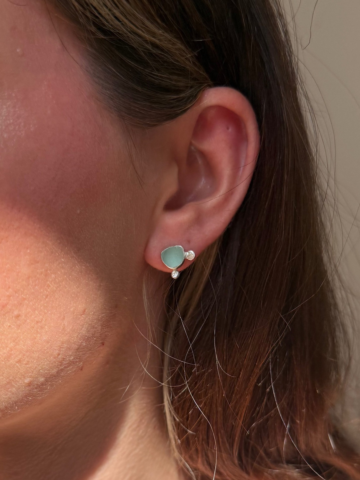dual toned seaglass studs no.2