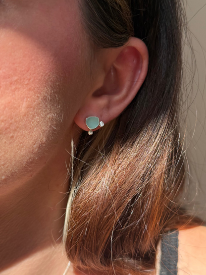 dual toned seaglass studs no.2