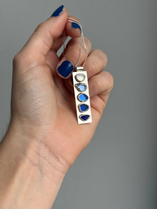 blue gradient seaglass pendant