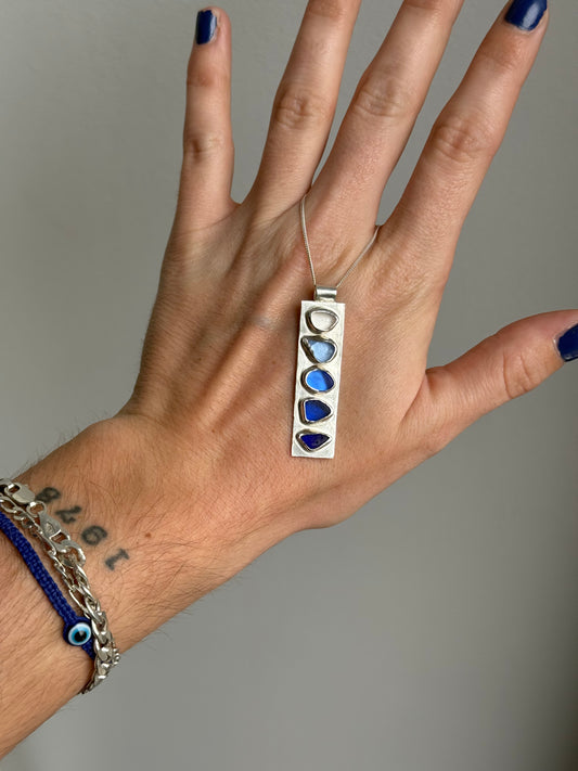 blue gradient seaglass pendant