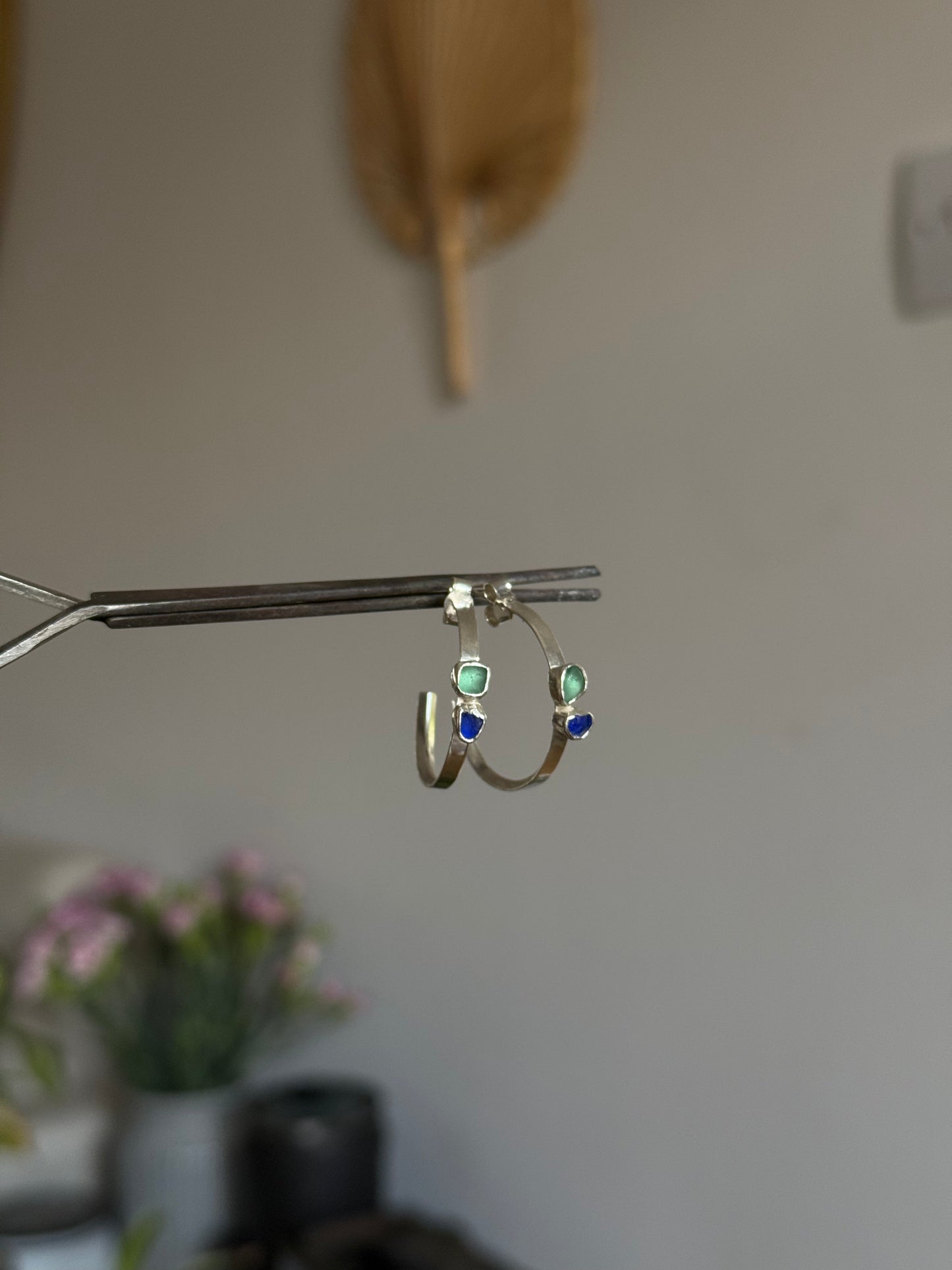 dual toned seaglass hoops no.2