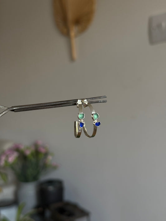 dual toned seaglass hoops no.2