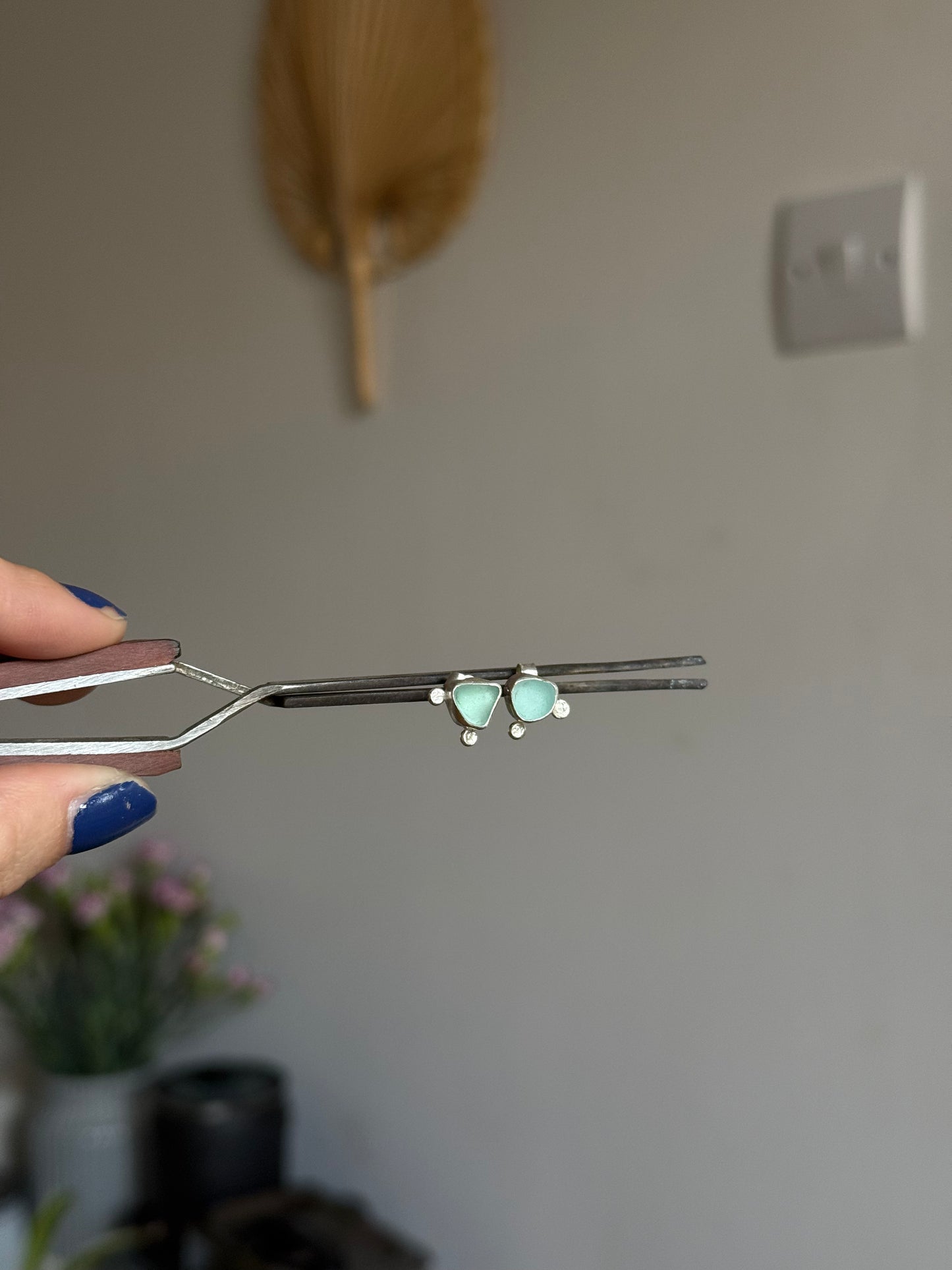 dual toned seaglass studs no.2