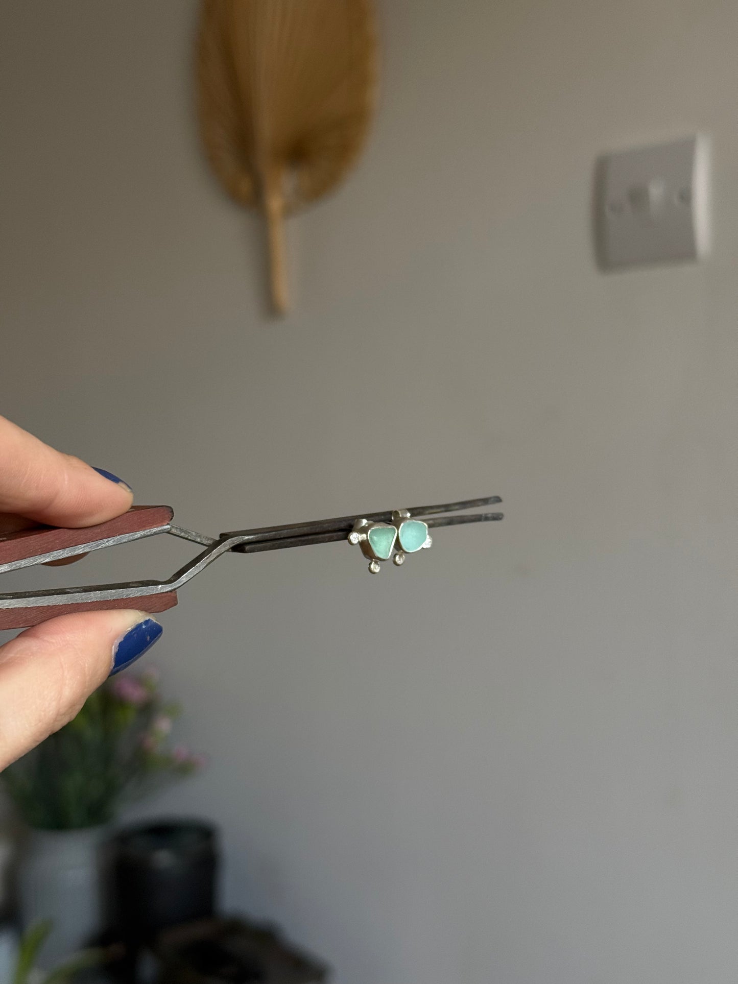 dual toned seaglass studs no.2