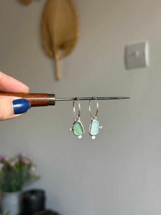 dual toned seaglass hoops no.1