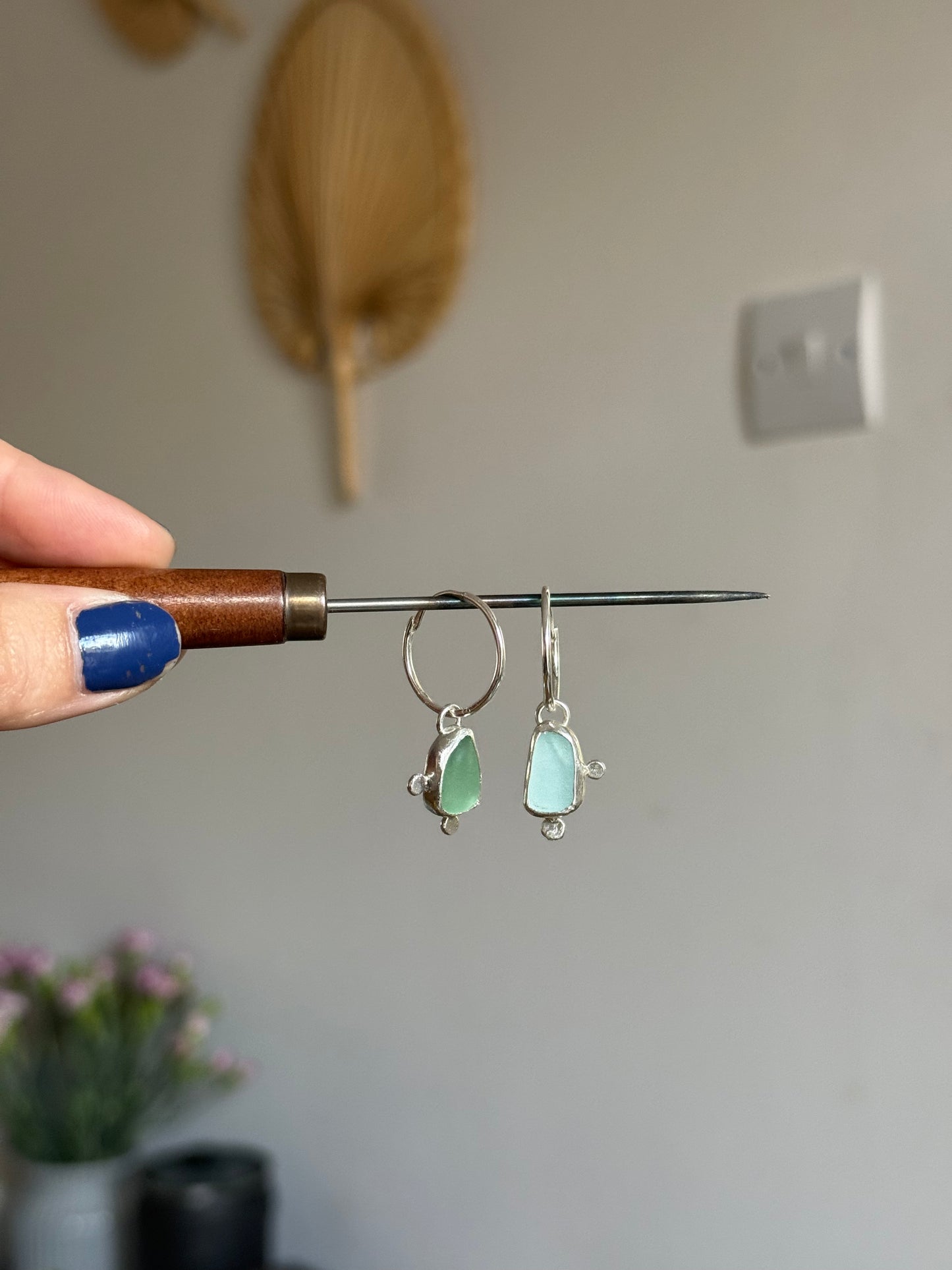 dual toned seaglass hoops no.1