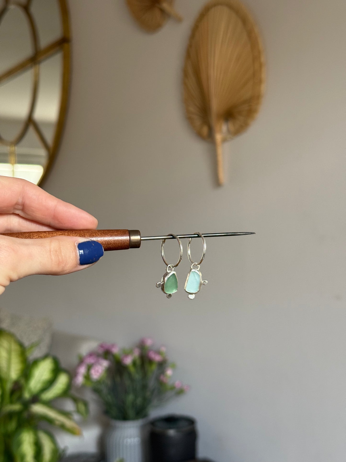 dual toned seaglass hoops no.1