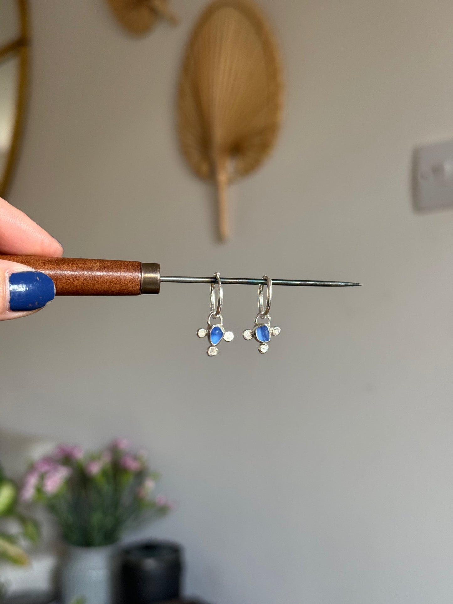 blue seaglass hoops no.2