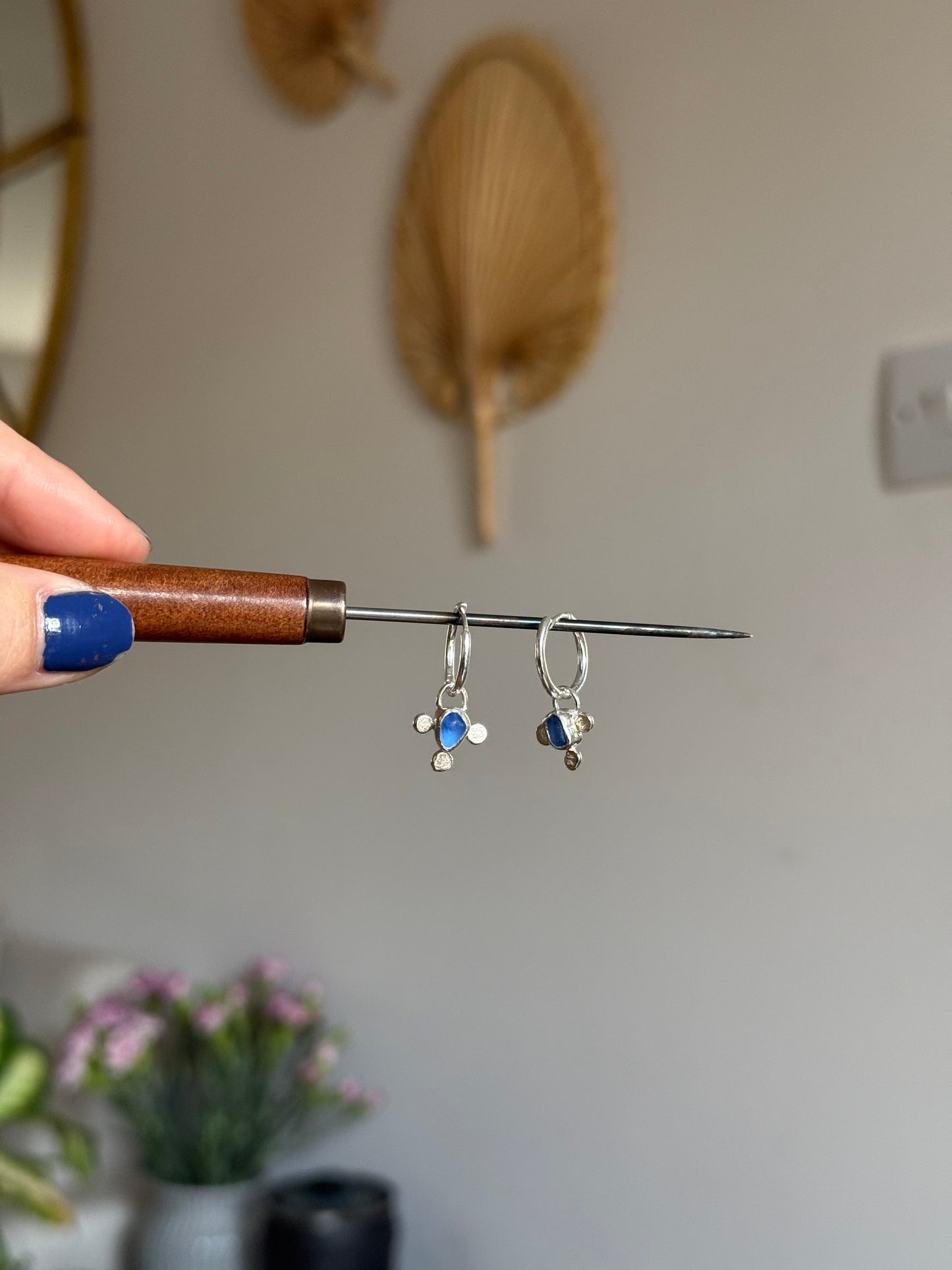 blue seaglass hoops no.2