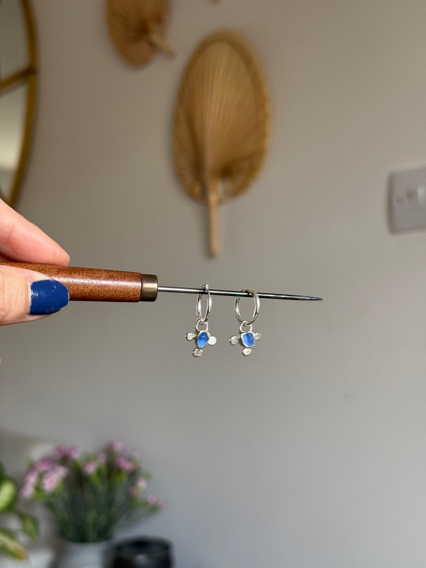 blue seaglass hoops no.2