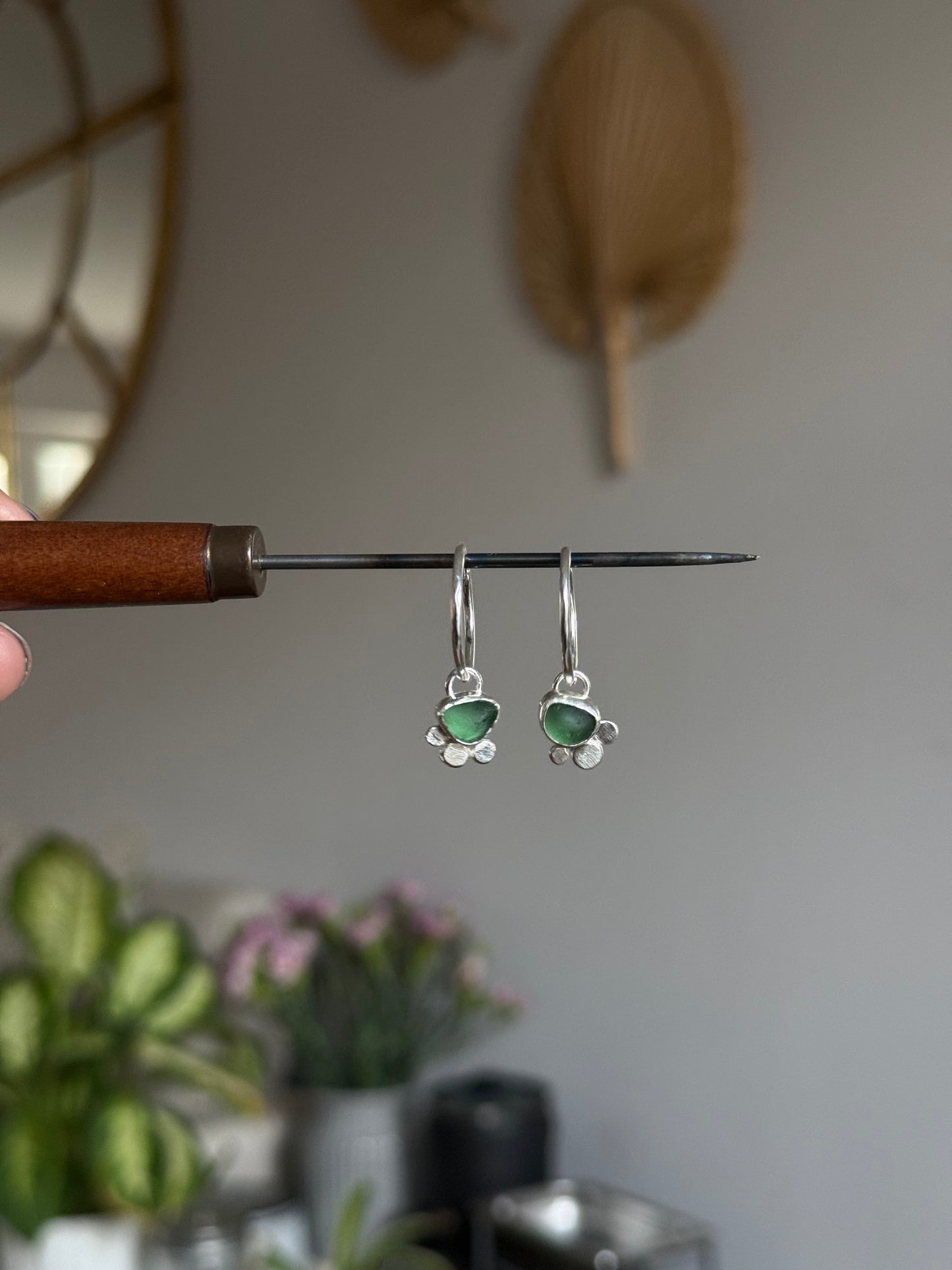 green seaglass hoops no.2