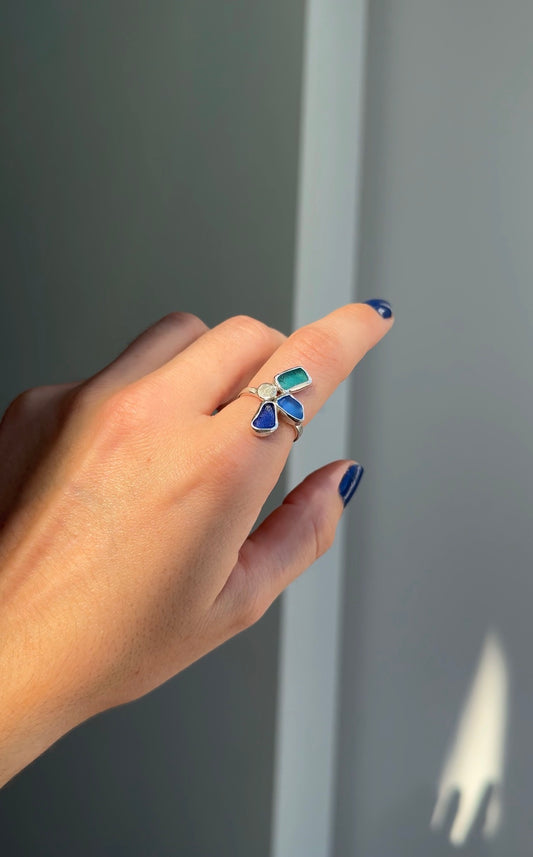 trio seaglass ring