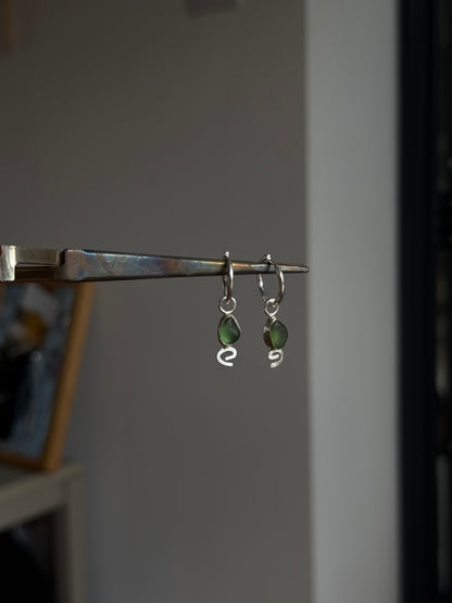 sea glass spiral hoops (huggies)