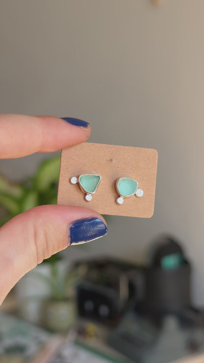 dual toned seaglass studs no.2