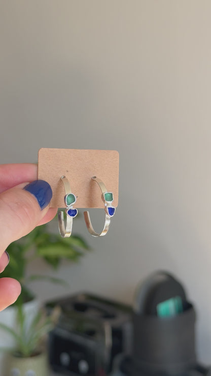 dual toned seaglass hoops no.2