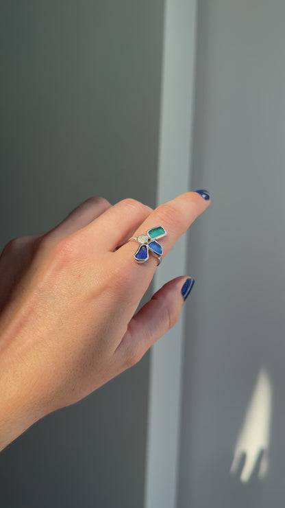 trio seaglass ring